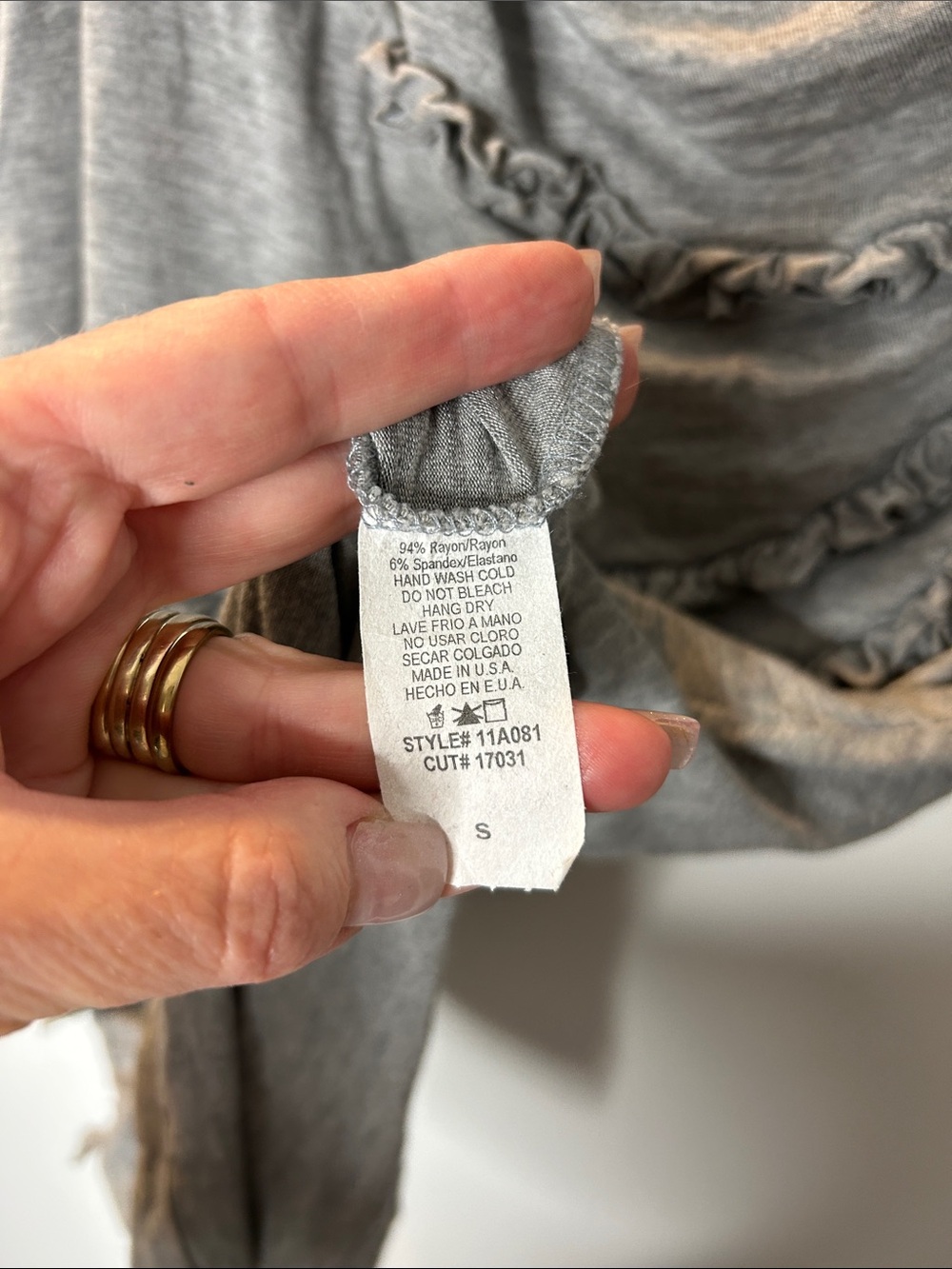 Off Shoulder Ruffled Grey Top - Picture 4 of 4
